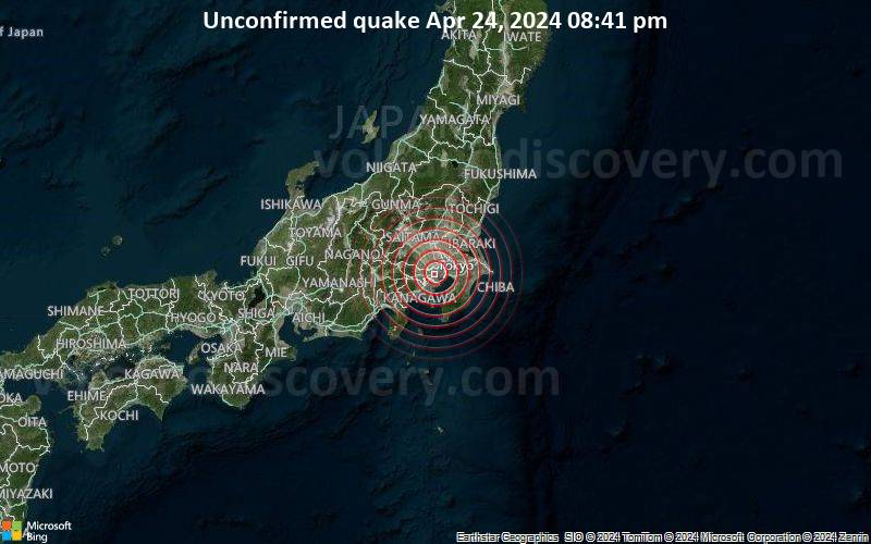Unconfirmed quake or seismic-like event reported: 5.1 km north of Tokyo, Tokyo, Japan, 2 minutes ago