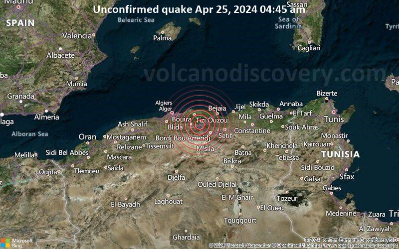 Unconfirmed earthquake or seismic-like event: Near Metz, Bejaïa, Algeria, 9 minutes ago