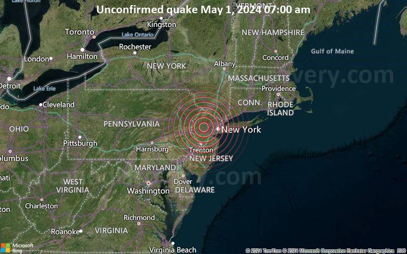 Unbestätigtes Erdbeben oder erdbebenähnliches Ereignis: 10.2 km südwestlich von Randolph Township, Morris County, New Jersey, USA, vor 7 Minuten