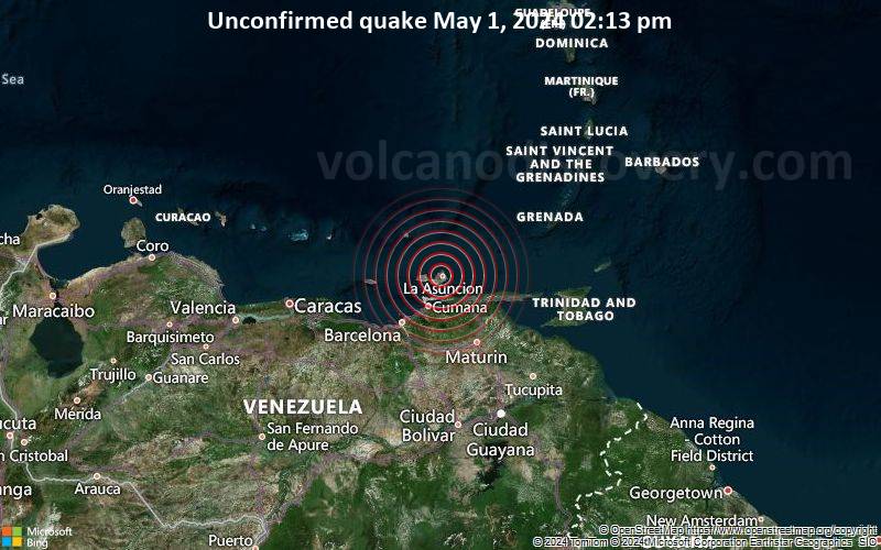 Unbestätigtes Erdbeben oder erdbebenähnliches Ereignis: Near Porlamar, Nueva Esparta, Venezuela, vor 14 Minuten