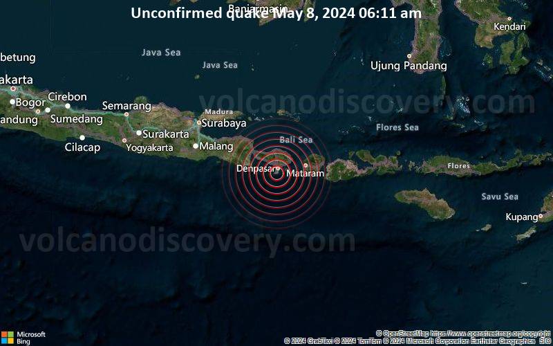 Unbestätigtes Erdbeben oder erdbebenähnliches Ereignis: Near Denpasar, Bali, Indonesia, vor 59 Sekunden
