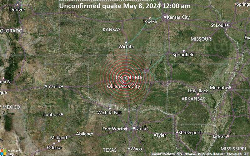 Unconfirmed quake or seismic-like event reported: 16 mi north of Oklahoma City, Oklahoma County, Oklahoma, United States, 7 minutes ago