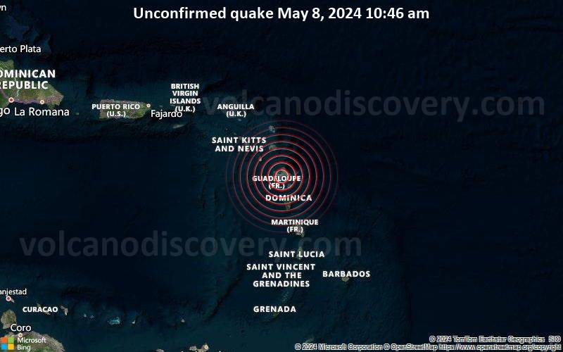 Unbestätigtes Erdbeben oder erdbebenähnliches Ereignis: Near Les Abymes, Guadeloupe, vor 1 Minute