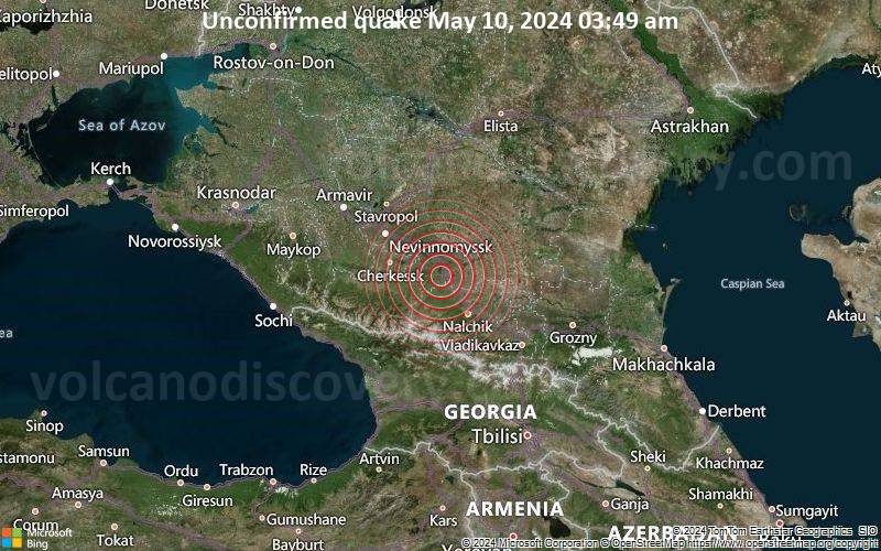Unconfirmed quake or seismic-like event reported: Near Pyatigorsk, Ставрополье, Russia, 5 minutes ago