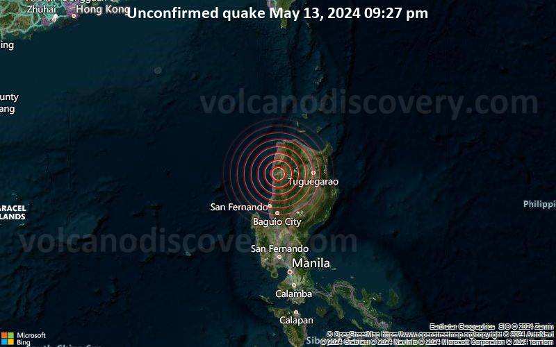 Unbestätigtes Erdbeben oder erdbebenähnliches Ereignis: 24 km östlich von Vigan City, Ilocos Sur, Ilocos, Philippinen, vor 2 Minuten