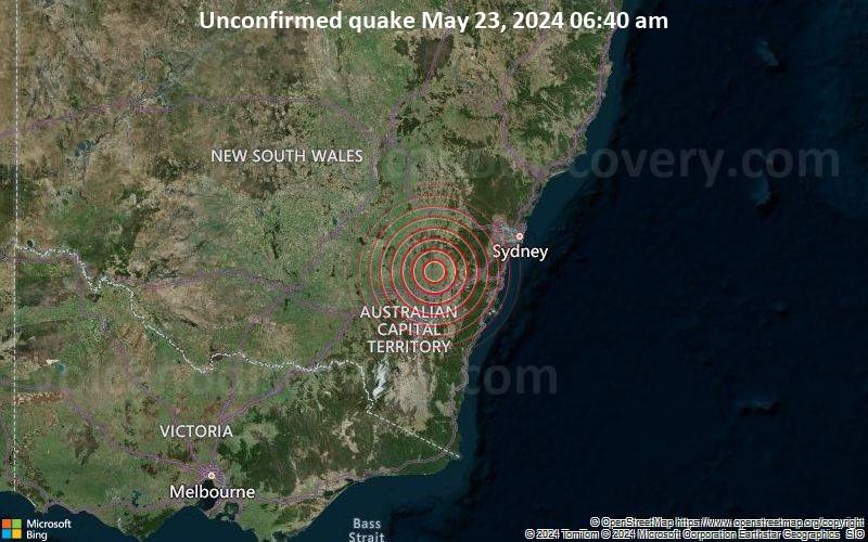 Unbestätigtes Erdbeben oder erdbebenähnliches Ereignis: 1.7 km westlich von Crookwell, Upper Lachlan Shire, New South Wales, Australien, vor 7 Minuten