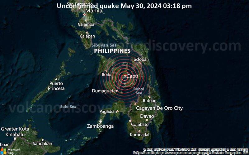Unbestätigtes Erdbeben oder erdbebenähnliches Ereignis: 12 km südwestlich von Cebu City, Cebu, Central Visayas, Philippinen, vor 7 Minuten