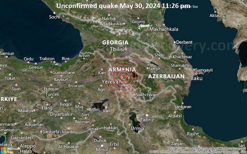 Unbestätigtes Erdbeben oder erdbebenähnliches Ereignis: Near Yerevan, Yerevan, Armenia, vor 5 Minuten