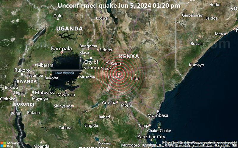 Unbestätigtes Erdbeben oder erdbebenähnliches Ereignis: 0.4 km südwestlich von Nairobi, Nairobi, Kenia, vor 10 Minuten