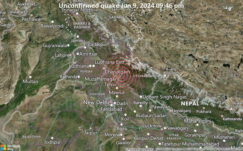 Unbestätigtes Erdbeben oder erdbebenähnliches Ereignis: 3.4 km südwestlich von Dehradun, Dehradun, Uttarakhand, Indien, vor 5 Minuten