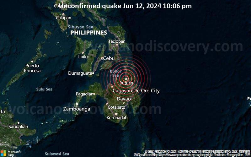Unbestätigtes Erdbeben oder erdbebenähnliches Ereignis: 1.9 km westlich von Butuan City, Agusan del Norte, Caraga, Philippinen, vor 7 Minuten