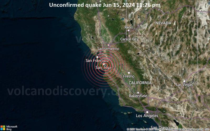 Unbestätigtes Erdbeben oder erdbebenähnliches Ereignis: Near San Jose, California, USA, vor 5 Minuten