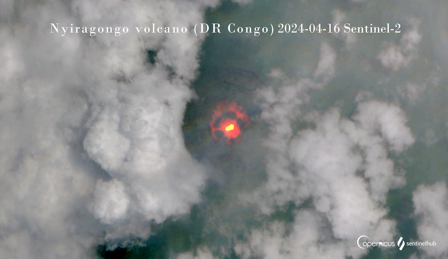 A new lava lake at Nyiragongo volcano (image: Sentinel-2)