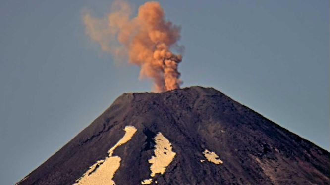 Erupting ash from Villarrica volcano yesterday (image: SEGEMAR)