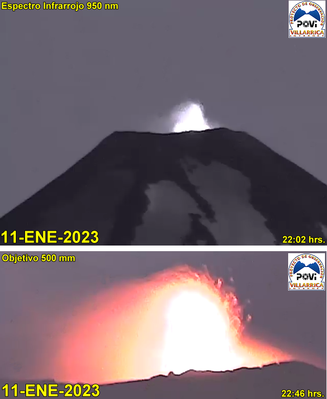 Short paroxysm activity at Villarrica volcano on 11 January (image: POVI)