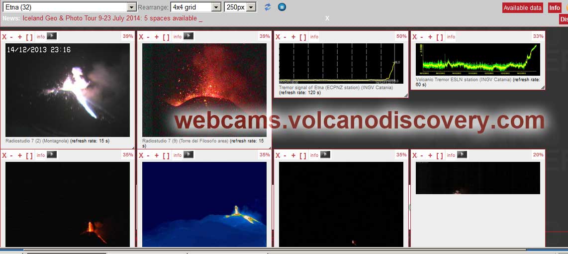 Volcano webcams and seismic data live