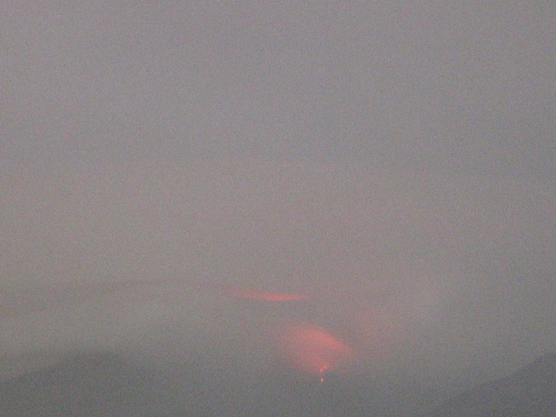 Glow still visible from the new lava flow on the eastern upper flank of Etna