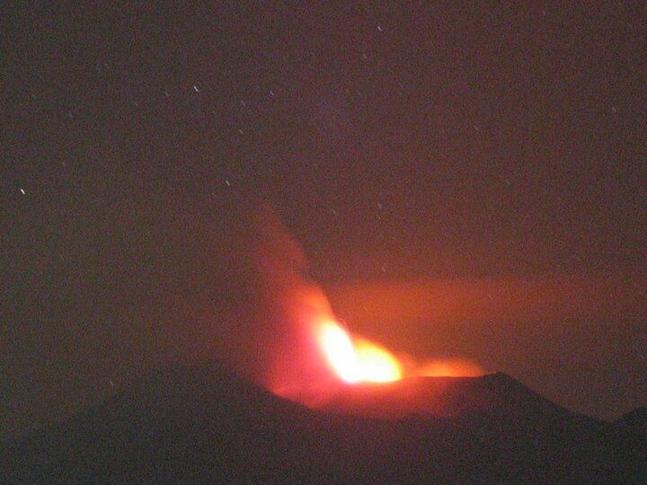 Lava fountaining from Etna's Voragine