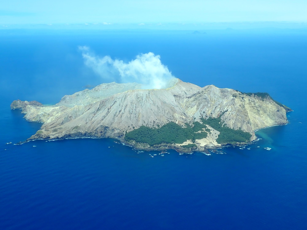 Typical gas-steam plumes characterize White Island volcano (image: GeoNet/twitter)