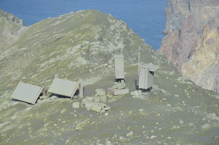 Geonet's instruments inside White Island covered with ash from the eruption on 27 April 2016 (image: Geonet)
