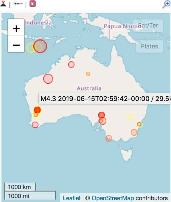 Latest Earthquakes In And Around Australia Interactive Map List Past 30 Days Volcanodiscovery