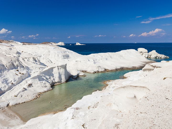The famous Sarakiniko bay on Milos
