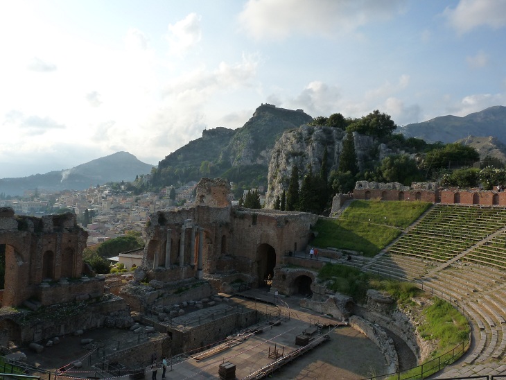 View across the amphitheater in Taormina