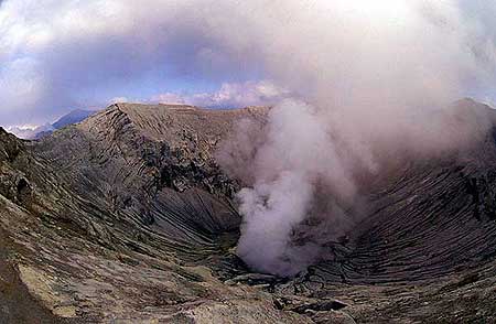 View into the crater of Bromo