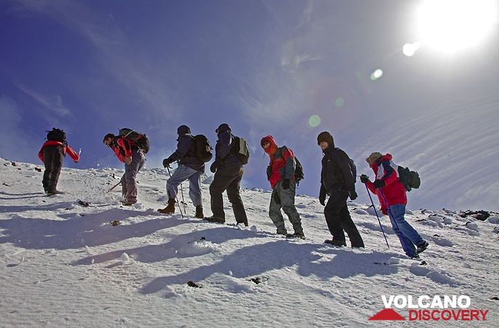 Winter hiking on Etna, on the way to Bocca Nuova crater