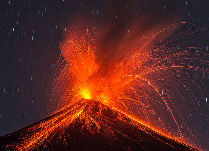 Fuego in eruption