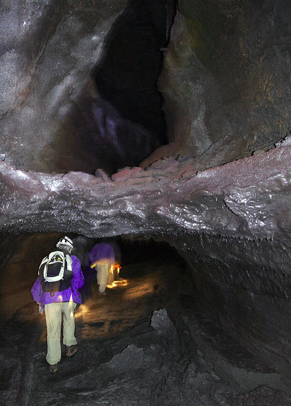 Inside a giant lava tube on Hawai'i