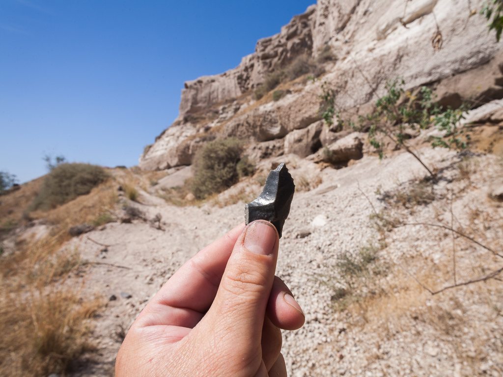 An prehistoric obsidian knife