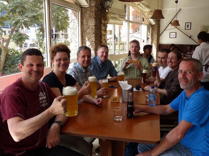 Digesting the Danakil volcano adventure over a pint and longmissed western lunch at the ´´Beer Garden Inn´´ in Addis Ababa (Ingrid Smet - November 2015)