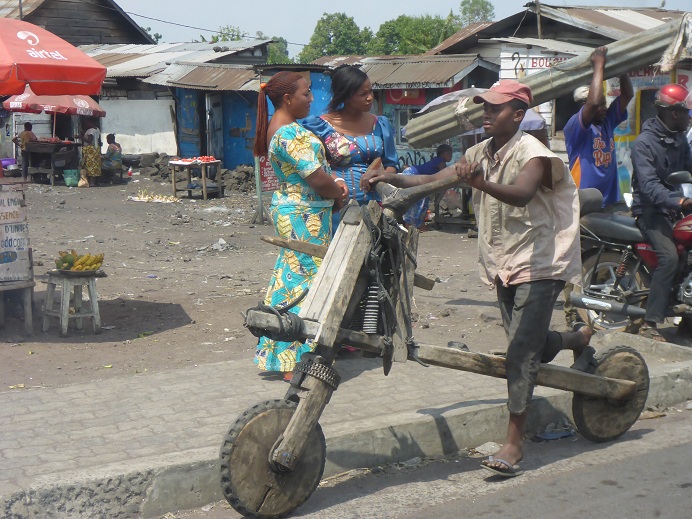 The wooden bike is common sight in Goma and the surrounding villages