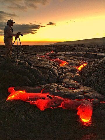 Tom photographing the lava flows (image: Leland L.)