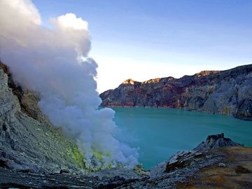 The crater lake of Ijen volcano