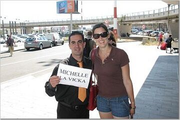 Michelle at the airport with our driver