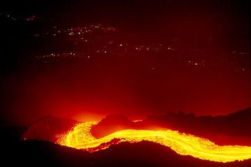 Lava flow on Etna volcano