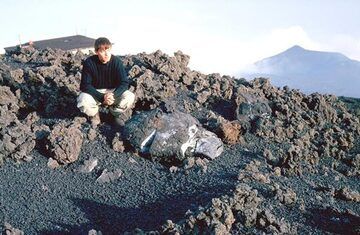 Large bomb ejected from Etna volcano's SE crater.