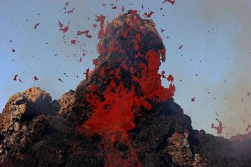 Erupting hornito on Etna volcano (Italy)