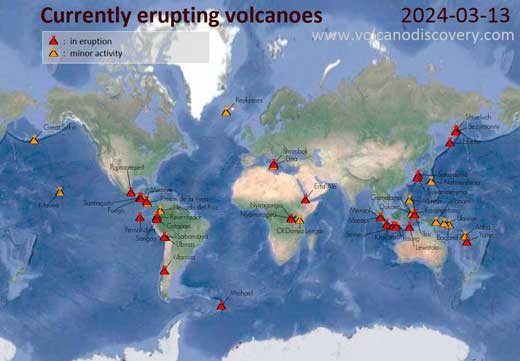 Mappa giornaliera dei vulcani