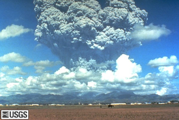 The June 12, 1991 eruption column from Mount Pinatubo taken from the east side of Clark Air Base. U.S. Geological Survey Photograph taken on June 12, 1991, 08:51 hours, by Dave Harlow.