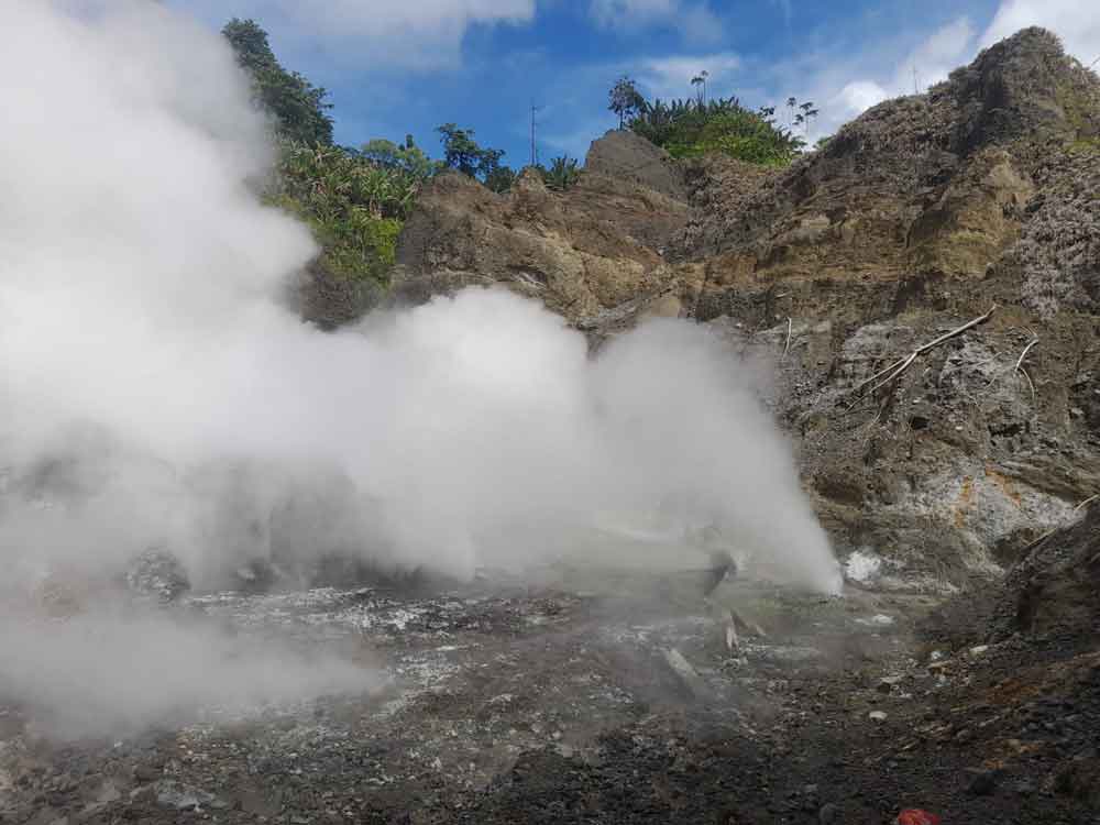 Fumarole field at Una Una volcano in Jan 2025 (image: T Heuer)