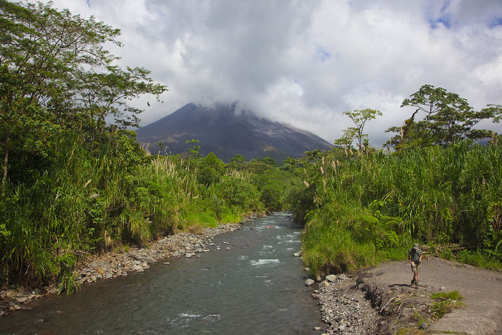 Arenal volcano seen from Rio Caliente