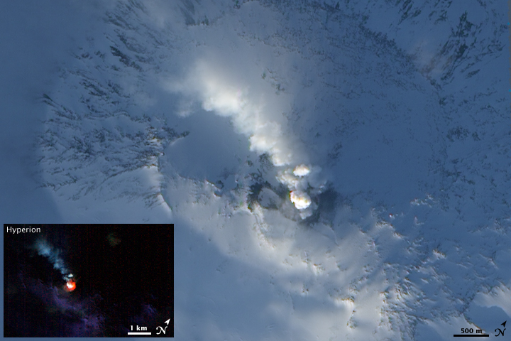 NASA Earth Observatory photo of Mt Erebus on 6 February 2009