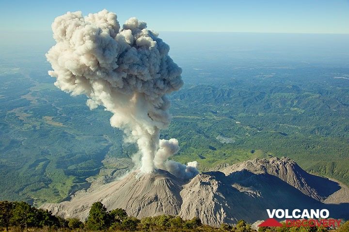 The lava dome complex of Santiaguito volcano seen from Santa Maria's summit