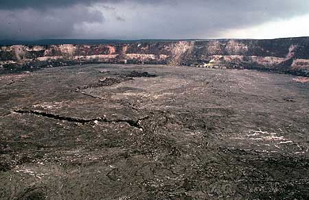 Haleamaumau crater in the center of the Kilauea caldera - the heart of Kilauea volcano