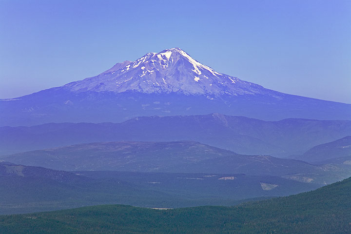 Mount Shasta volcano seen from Lassen Peak